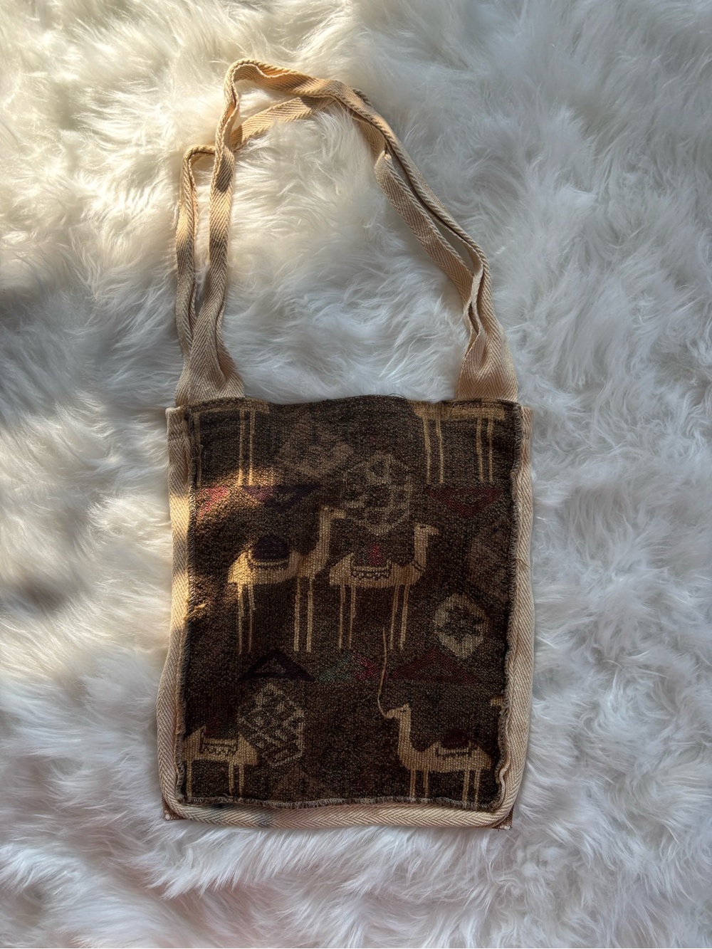 UNIQUE Camel tapestry bag BOHO tote